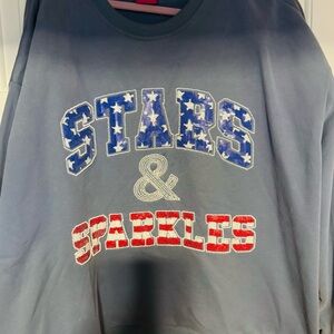 QUEEN OF SPARKLES Blue and Red Star Sweatshirt